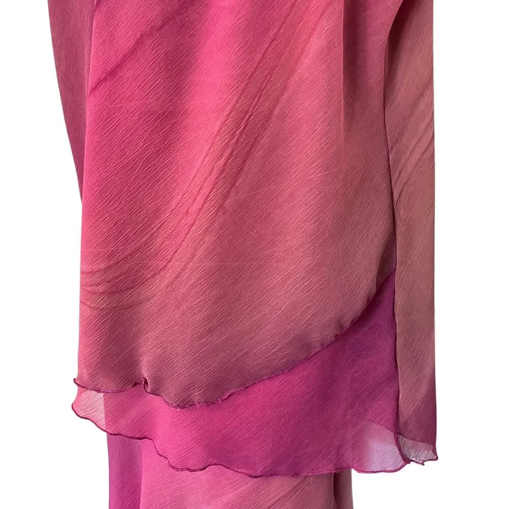 Rapz Womens Sheer Oversized Flowy Lagenlook Top Pull On Skirt Resort Pink sz XL